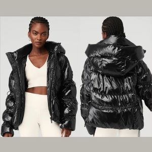 New $498 Alo Yoga Stunner Puffer Jacket Coat Black Small S NWOT